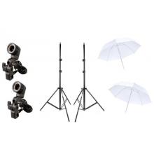 Kit Para Studio Fotográfico Com 2 sombrinhas Branca Equifoto