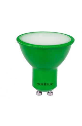 Lampada Led GU10 4W Color Verde Ourolux Multitensão