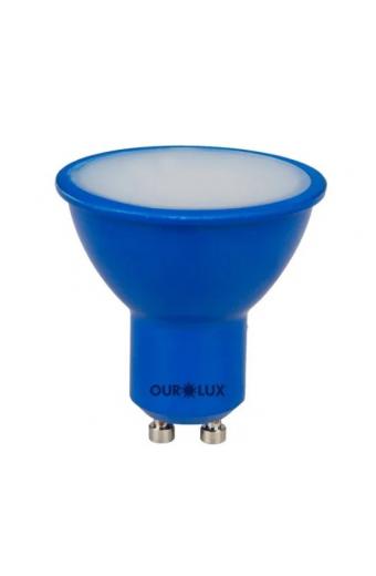 Lampada Led GU10 4W Color Azul Ourolux Multitensão