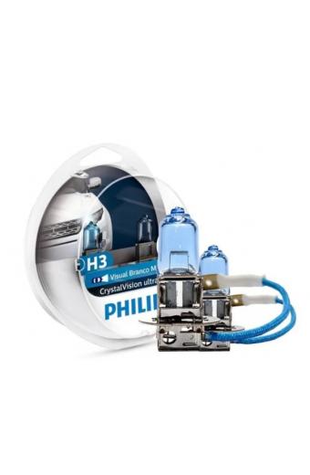 Lampada Auto H3 Cristal Vision Ultra 12v 55w Philips