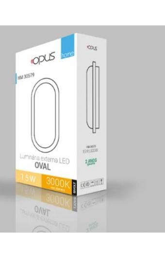 Luminária Led Sobrepor Opus Oval 3000K 15W Tartaruga Externa Multitensão    