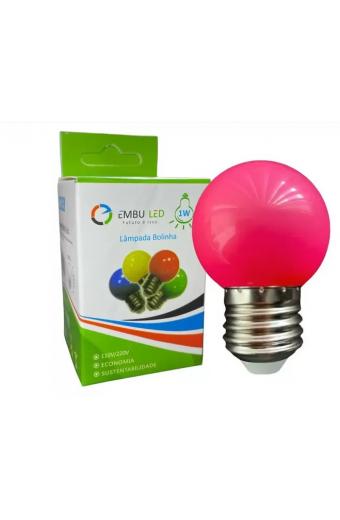 Lampada Led Bolinha Color Rosa 1w 110v Embuled