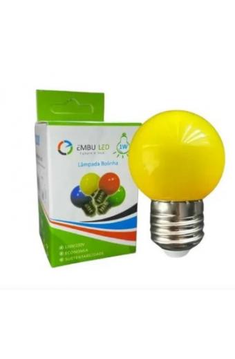 Lampada Led Bolinha Color Amarela 1w 110v Embuled